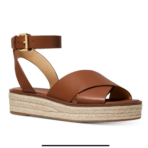 Michael Kors Abbott sandals brown size 8 gladiator jute wedge - Picture 1 of 8